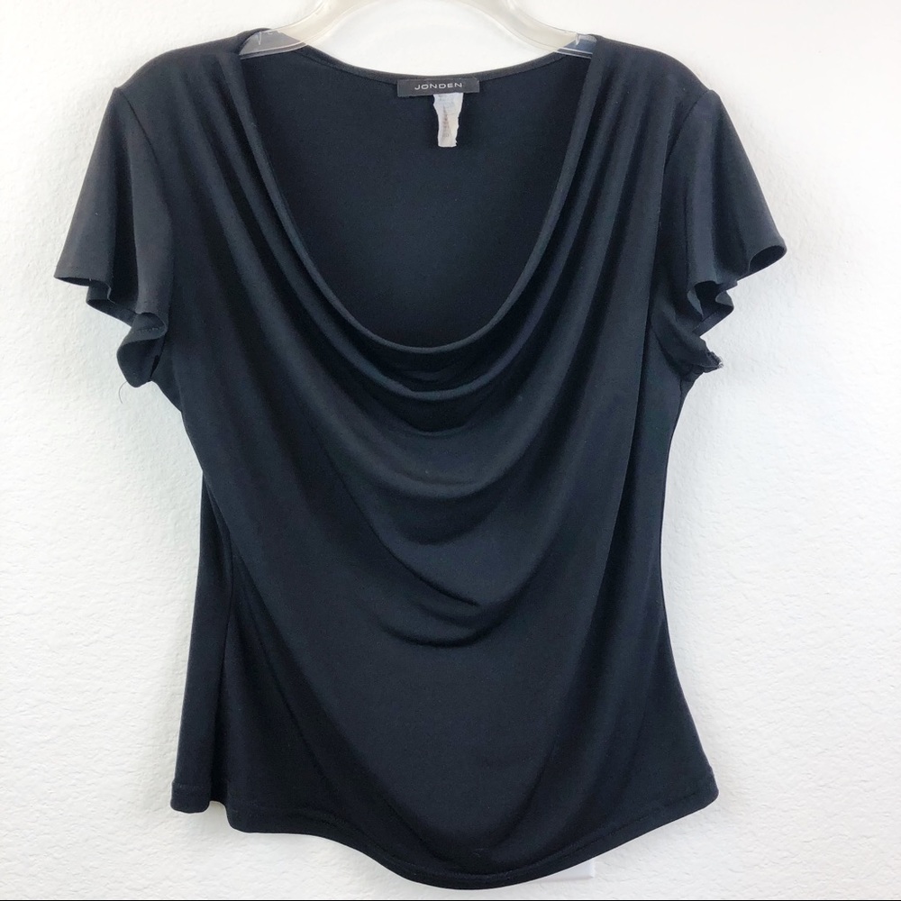 Jonden Cowl Neck Black Capsleeve Top